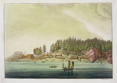 Premier établissement de Vancouver (gravure en couleur) - Paolo Fumagalli